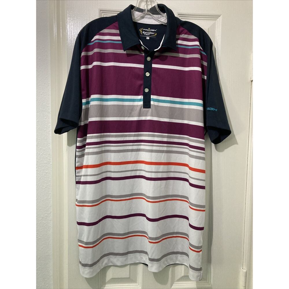 Pin High Swing Dry Tech Men's Golf Shirt Polo Shirt Size Large Multicolor